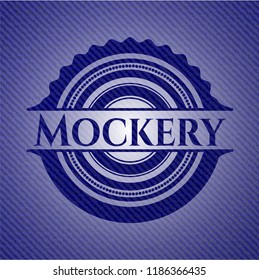 Mockery badge with denim background