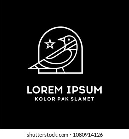 Mocking bird simple monoline lineart logo template 