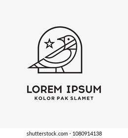 Mocking bird simple monoline lineart logo template 