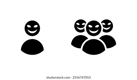 Mocking crowd icons. Silhouette style. Vector icons.