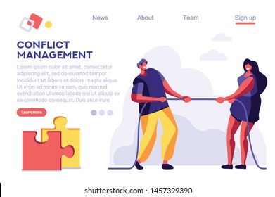Mocking, Distress, Man Aggressive Conflict, Aggression. Character Flat People for Web Banner Infographics Images. Flat Illustration Isolated on White Background.