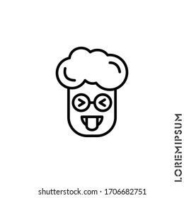 Mocking Funny Humor Eyes Closed Emoticon boy, man Icon Vector Illustration. Outline Style.