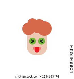 Mocking Funny Humor Eyes Closed Emoticon boy, man Icon Vector Illustration. color Style.