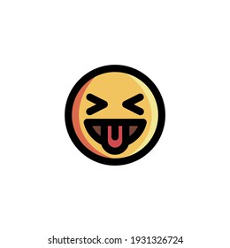 Mocking Funny Humor Augen Closed Emoticon Icon Logo Vektor Illustration. Rahmenstil.
