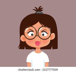 
Mocking Little Girl Sticking Her Tongue out Vector Cartoon. Rude toddler misbehaving acting out and being annoying 
