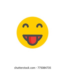 mocking tongue emoticon flat style design