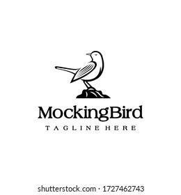 Mockingbird Animal Art Outline Abstract Logo Design Vector