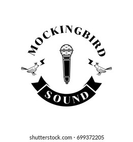 mockingbird sound logo design with microphone illustration