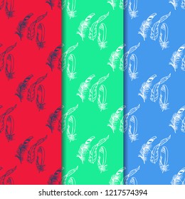 Mockingjay feather seamless pattern hand drawn sketch