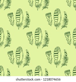 Mockingjay feather seamless pattern hand drawn sketch