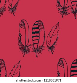 Mockingjay feather seamless pattern hand drawn sketch