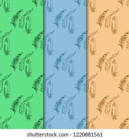 Mockingjay feather seamless pattern hand drawn sketch