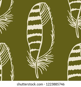 Mockingjay feather seamless pattern hand drawn sketch