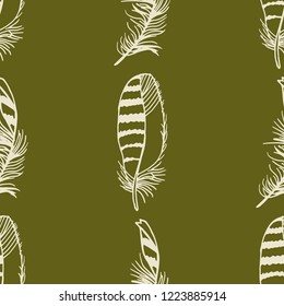 Mockingjay feather seamless pattern hand drawn sketch