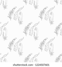Mockingjay feather seamless pattern hand drawn sketch