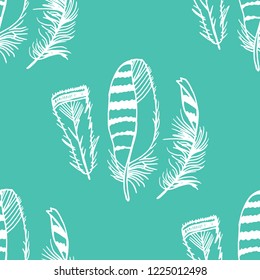 Mockingjay feather seamless pattern hand drawn sketch
