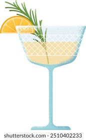 Mocktail glass. Textured color alcohol drink icon