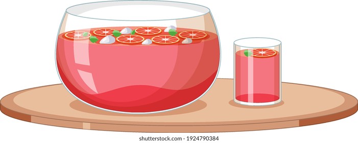 Mocktails fruit drink on the table on white background illustration