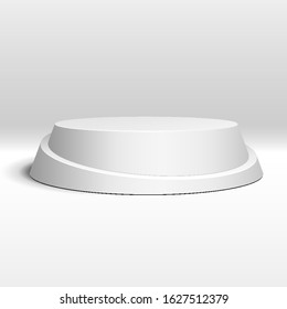 Mockup 3D Round Circle Stage Podium, Pedestal Isolated on White Background. Mock Up Vector illustration. Ready For Your Design. Product Advertising. Vector EPS10