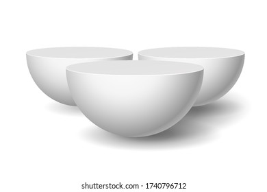 Mockup 3D Round Circle Stage Podium, Pedestal Isolated on White Background. Mock Up Vector illustration. 