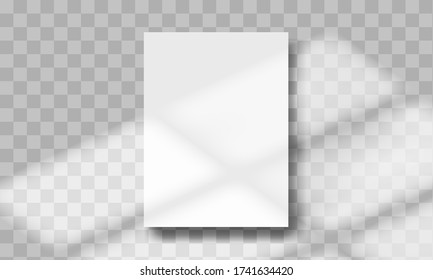 Auswahl des Papierblattformats A4. Fenstereffekt des Überlagerungsfensters. Vorlage mit Sonnenlicht. Isolierte Vektorgrafik auf transparentem Hintergrund.