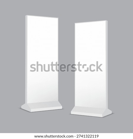 Mockup of an advertising stand for displaying a banner or lightbox indoors. The illustration is isolated on a gray background.