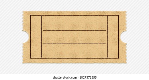Mockup for any kind of tickets in retro style. High detail grunge paper or cardboard.Old style coupon template. Vintage cinema or theater ticket. Retro concert ticket stub. Blank event ticket.