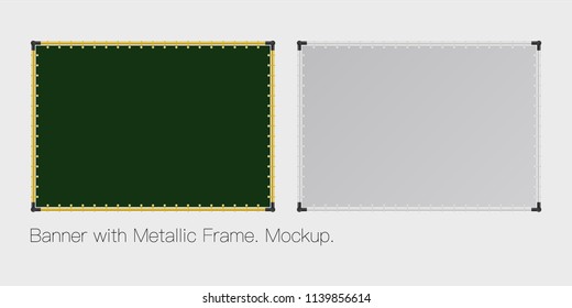 Mockup. Banner with Metallic Frame. A template for product design. Easy to use for advertising branding and marketing.