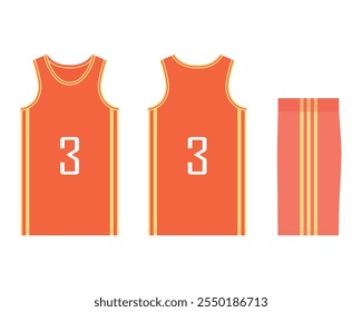 Mockup of a basketball uniform for a sports club. Template jersey design front view, back view and side view. Vector illustration.