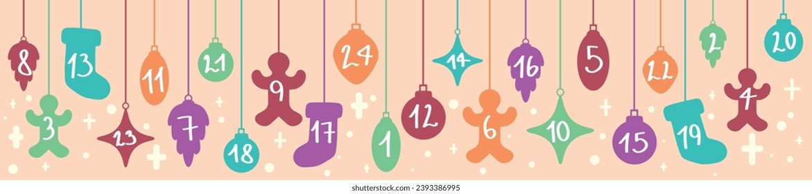 Mockup of beautiful advent calendar with Christmas toys
