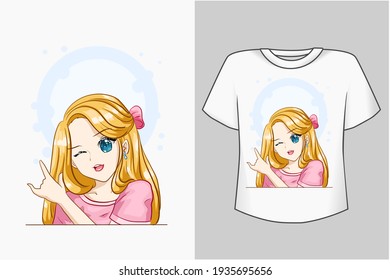 Mockup beautiful princess cartoon illustration