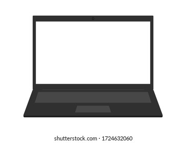 Portátil negro con espacio vacío. Ordenador portátil con pantalla vacía. Espacio de copia en blanco en una computadora móvil moderna. Abrir portátil para publicidad. Ilustración del vector aislada en fondo blanco