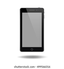 Mockup of a black smart phone, vector illustration. Isolated on white background. For app, ui, ux design and advertisement.