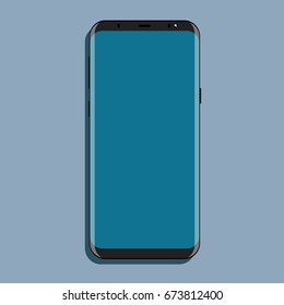 Mock-up black smartphone with blue screen vector flat design