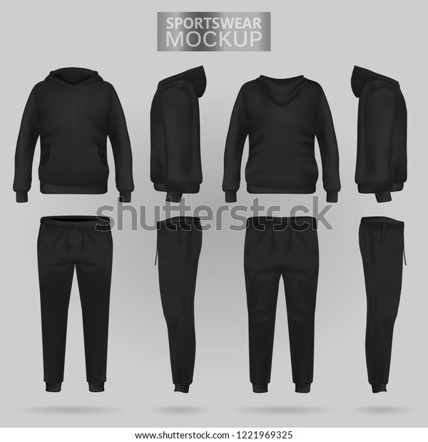 Mockup Black Sportswear Hoodie Trousers Four Stock Vector (Royalty Free ...
