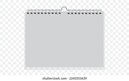 Mockup blank calender. Wall calendar with spiral. Template spiral copybook or organizer.