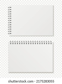 Mockup blank closed notebook  isolated on white background.  Template spiral copybook or organizer.