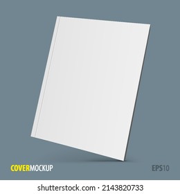 Mockup Blank Cover Of Magazine, Book, Booklet, Brochure. Illustration On Gray, Blue Background. Mock Up Template Ready For Your Design. Vector EPS10