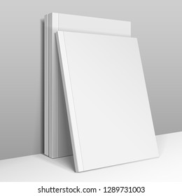 Mockup Blank Covers Of Magazine, Book, Booklet, Brochure Set. Illustration Isolated On Gray Background. Mock Up Template Ready For Your Design. Vector EPS10