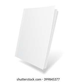 Mockup Blank Flying Cover Of Magazine, Book, Booklet, Brochure. Illustration Isolated On White Background. Mock Up Template Ready For Your Design. Vector EPS10