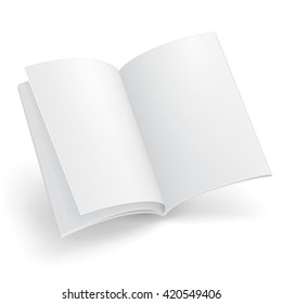 Mockup Blank Flying Magazine, Book, Booklet, Brochure, Cover. Illustration Isolated On White Background. Mock Up Template Ready For Your Design. Vector EPS10