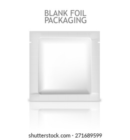 Mockup Blank Foil Packaging Sachet for Tea, Coffee, Sugar, Condoms, Drugs as well as Salt, Spices, Sauce, Shampoo, Gel etc. Plastic Pack Template for your design and branding. 