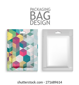 Maqueta de papel de aluminio en blanco para el té, café, azúcar, condones, medicamentos, así como sal, especias, salsa, champú, gel, etc. Plantilla de paquete de plástico para su diseño y marca. 