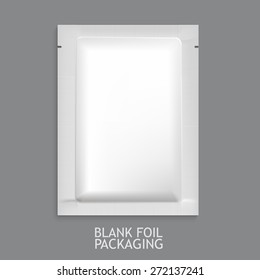 Mockup Blank Foil Packaging Sachet for Tea, Coffee, Sugar, Condoms, Drugs as well as Salt, Spices, Sauce, Shampoo, Gel etc. Plastic Pack Template for your design and branding. 