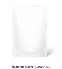 Mockup of blank sachet packaging for food, cosmetic and hygiene. Vector illustration on white background. Ready for your design. EPS10.