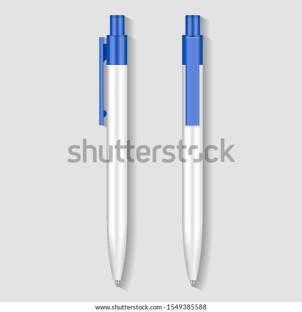 Download Mockup Blue Ballpoint Pen Pencil Marker Stock Vector Royalty Free 1549385588