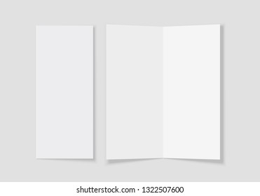 Mockup of the booklet or brochure with open blank pages. A4 half folded. Isolated vector illustration on white background.