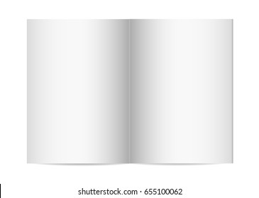 Mock-up of booklet isolated. Blank opened vertical magazine template brochure or notebook on white background. Vector 