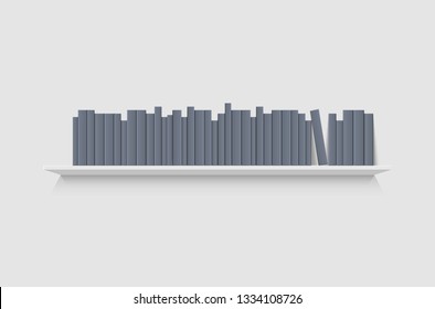Mockup of bookshelf with blank books. Realistic vector illustration