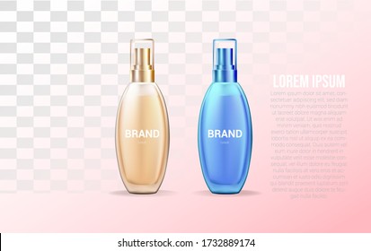 mockup Bottle of perfume on pink background